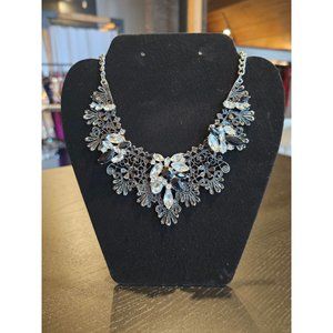 Black and Silver Filigree Crystal Necklace